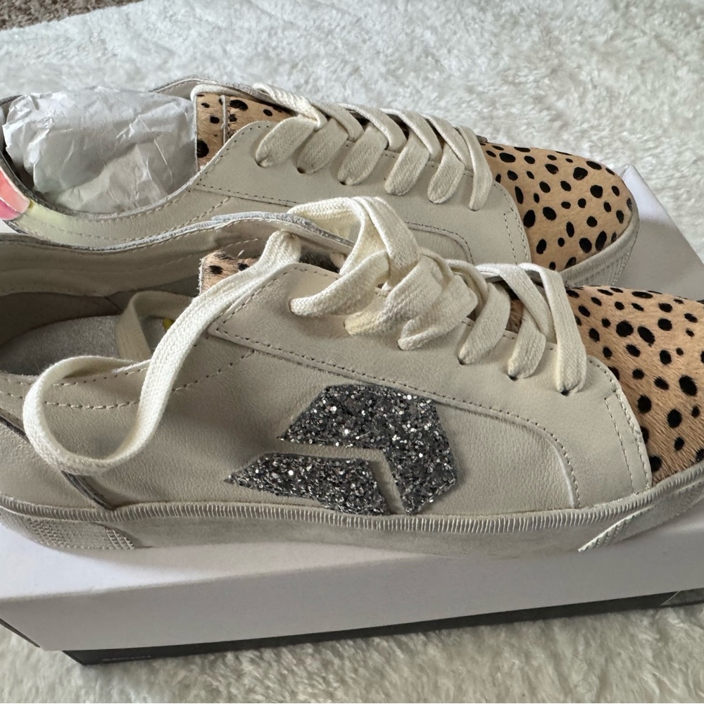 Dolce Vita Cream Silver Calf Hair Sneakers